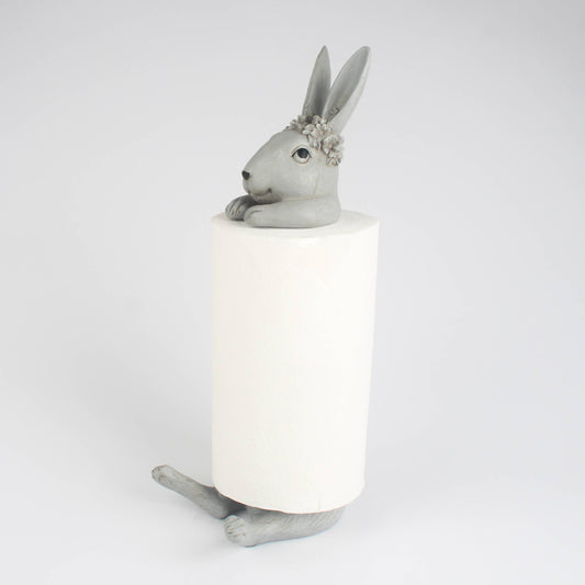 Shabby Chic White Hare Kitchen Roll Holder | Rabbit Decor