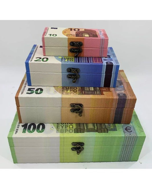 Set of 4 Storage Boxes Euro Notes