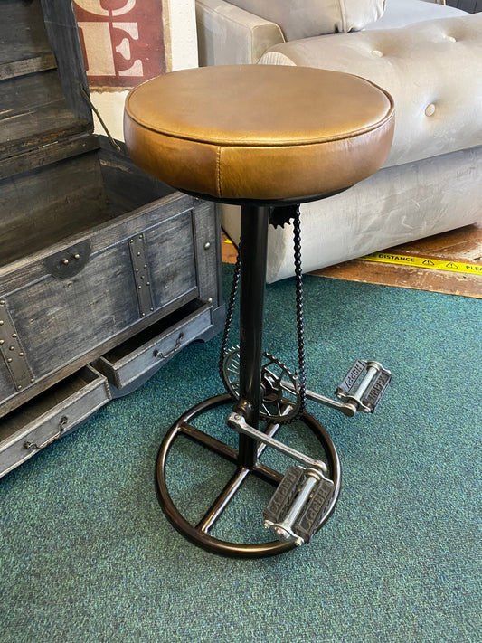 Iron & Leather Bar Bicycle Stool