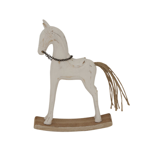 Whitewashed Rustic Rocking Horse