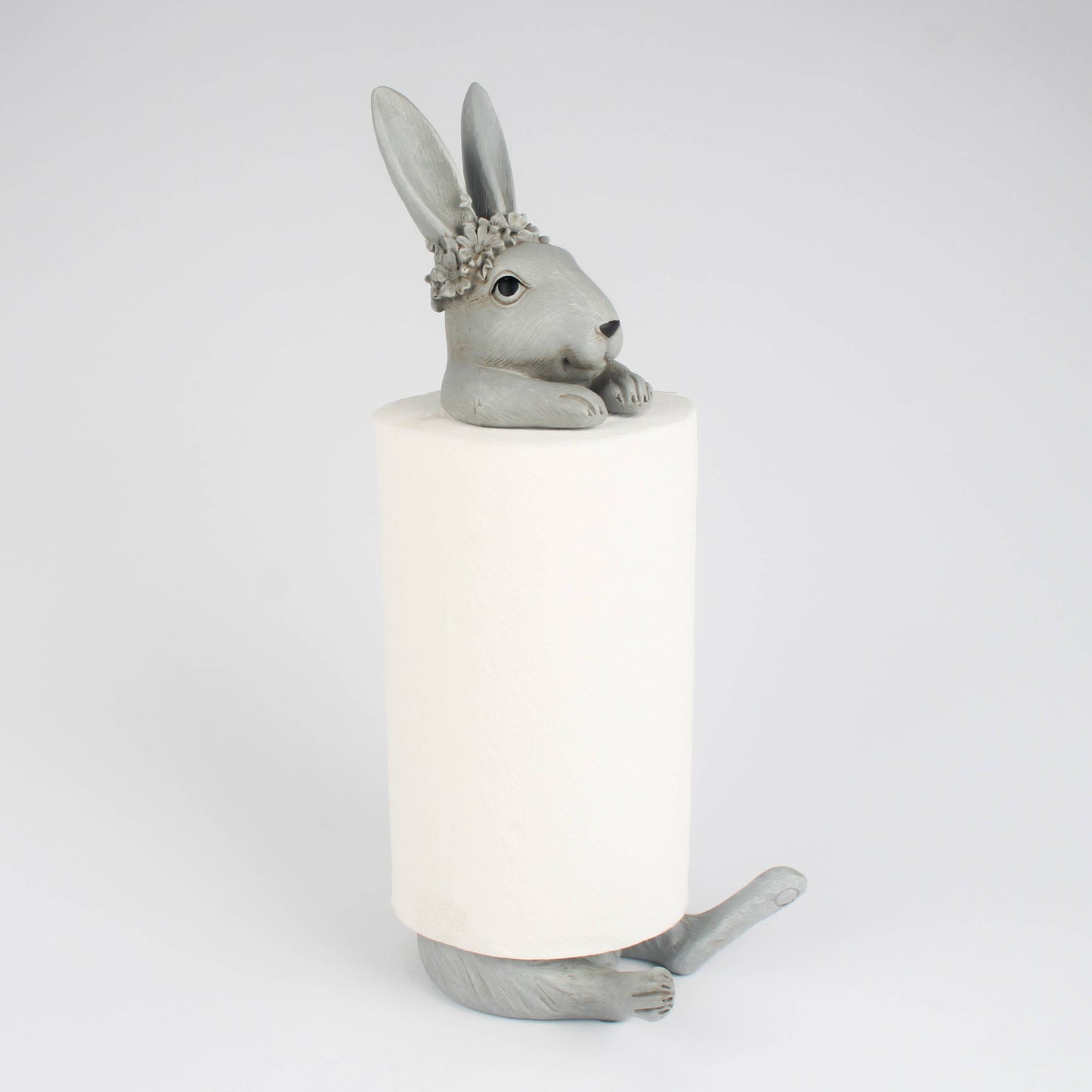 Shabby Chic White Hare Kitchen Roll Holder | Rabbit Decor