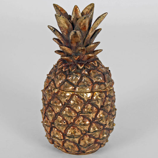 Gilded Pineapple Storage Jar – Tropical Home Décor