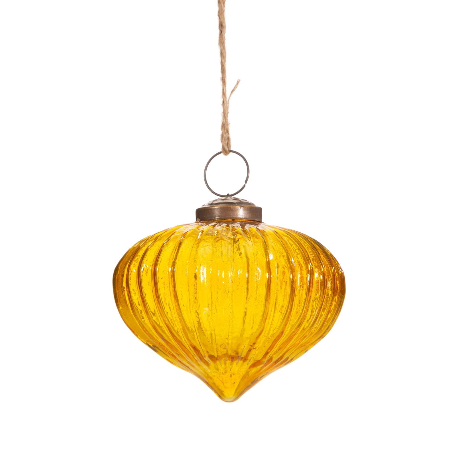 Amber Recycled Glass Onion Bauble