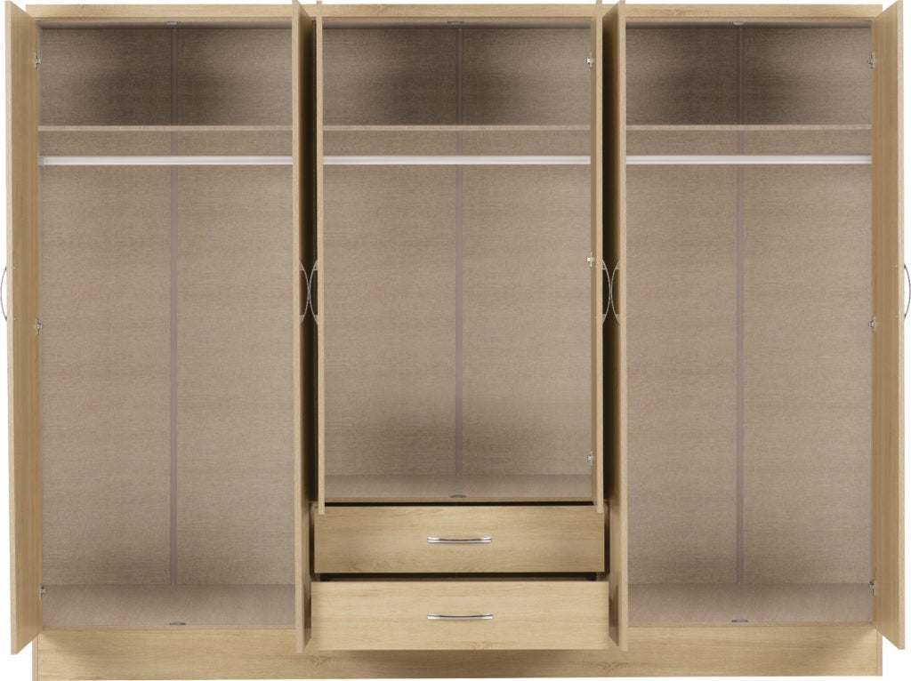 Nevada-6-door-wardrobe-sonoma-oak-open