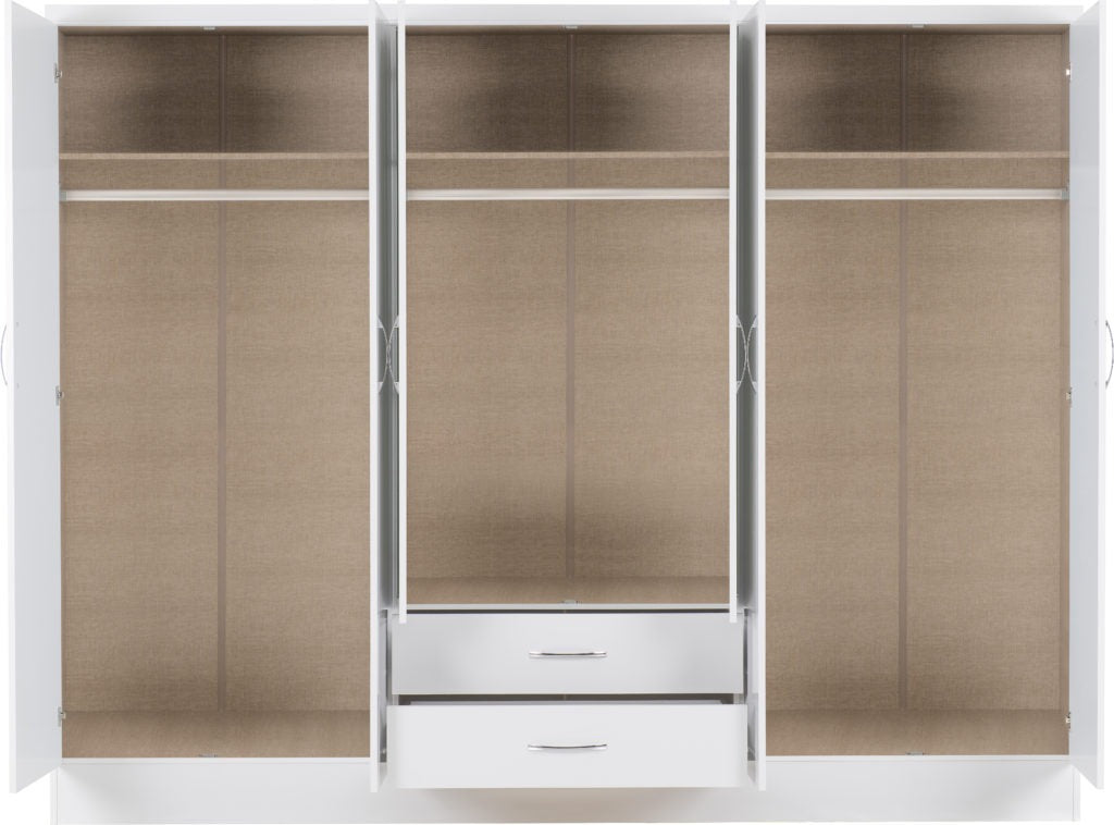 Nevada-6-door-wardrobe-white-open