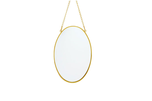 Gold Hanging Oval Mirror