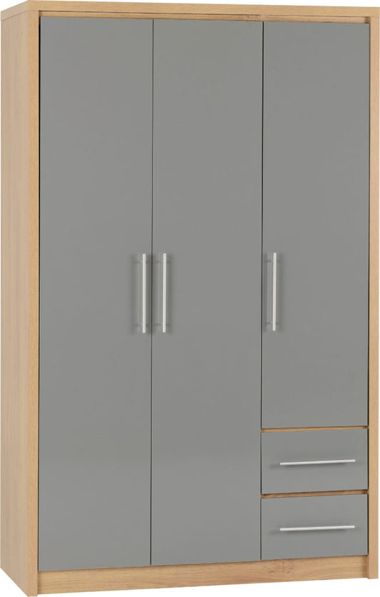 Seville-3-door-2-drawer-wardrobe-grey