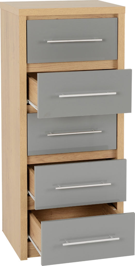 Seville-narrow-chest-drawers-grey-open