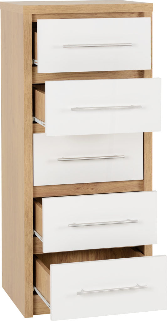 Seville-narrow-chest-drawers-white-open