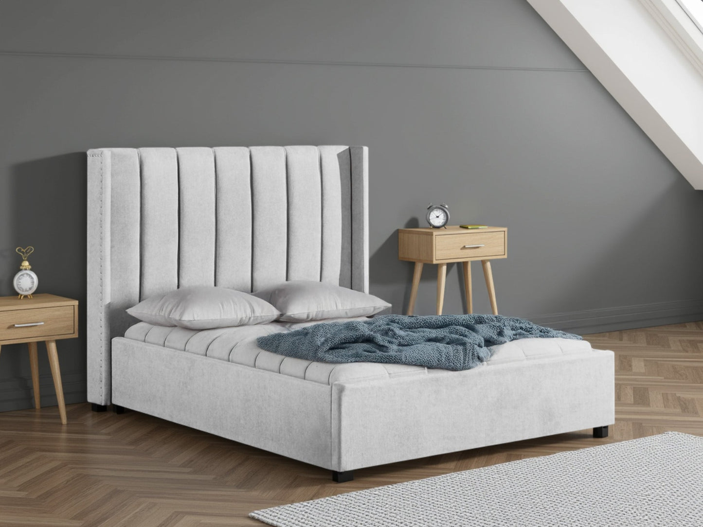Amber Bed Frame Double Grey
