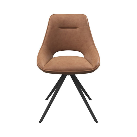 Set of 2 Tan Swivel Dining Chairs