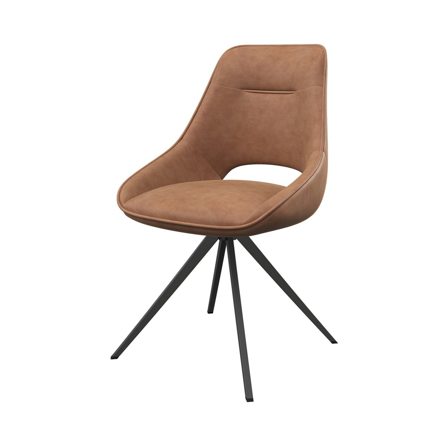Set of 2 Tan Swivel Dining Chairs