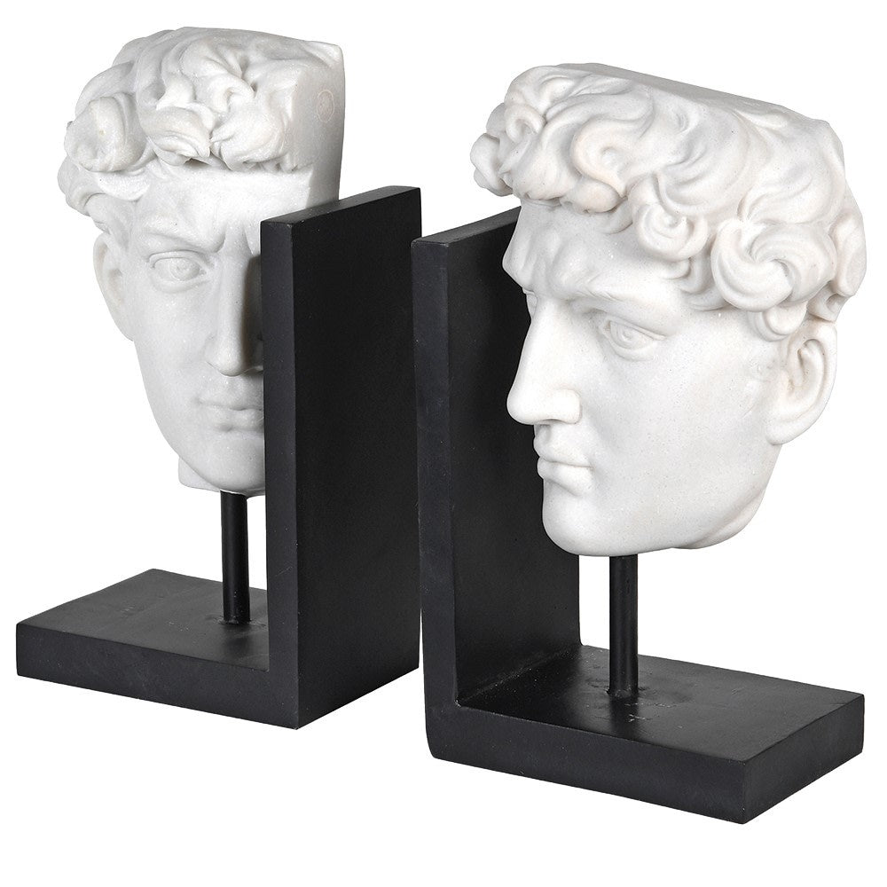 White David Head Bookends