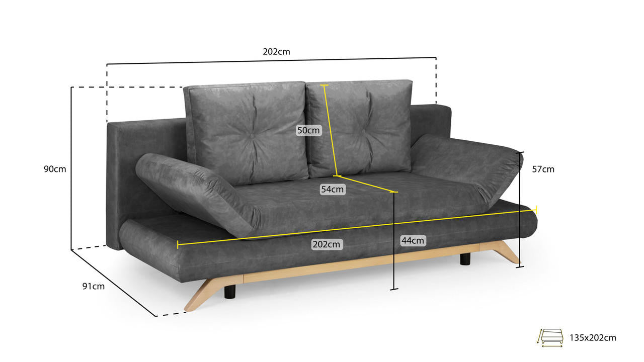 Athell-sofa-bed-charcoal-dimensions