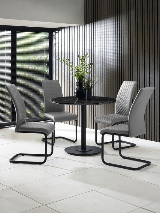 Set of 4 Xavier Grey Upholstered Cantilever Dining Chairs