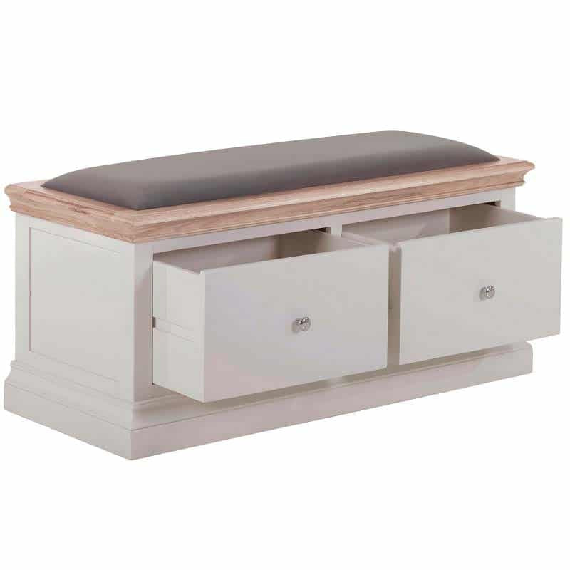 2 Drawer Blanket Box With Fabric Seat