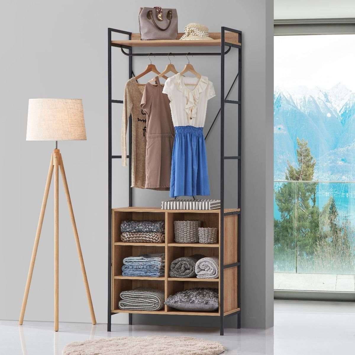 Claire-open-wardrobe-8-shelves-room-set