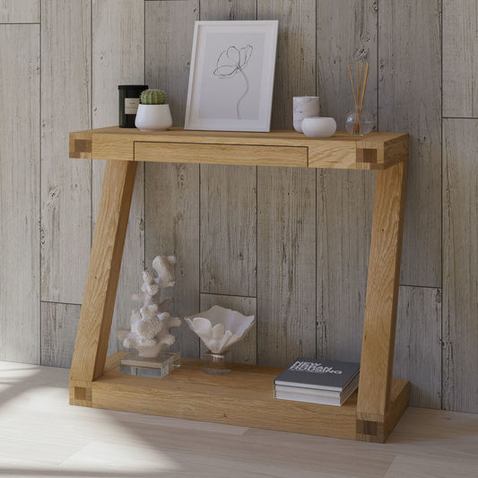 Z Oak Console Table With Drawer
