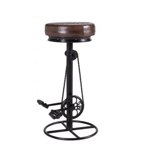 Iron & Leather Bar Bicycle Stool
