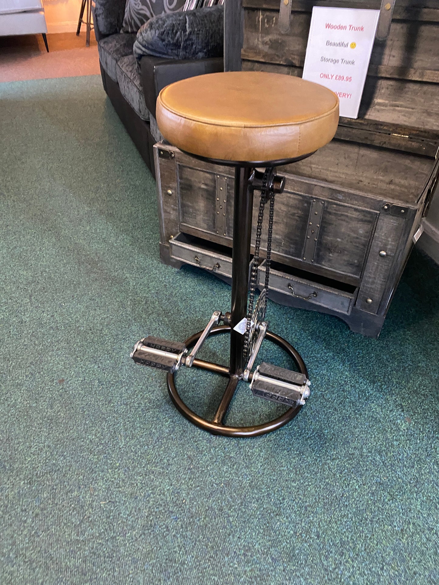 Iron & Leather Bar Bicycle Stool