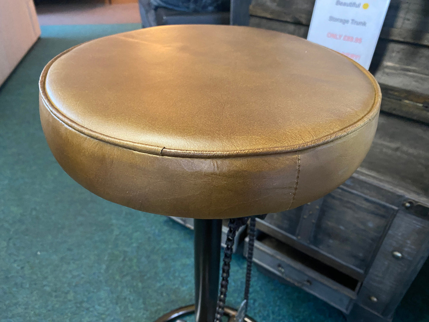 Iron & Leather Bar Bicycle Stool