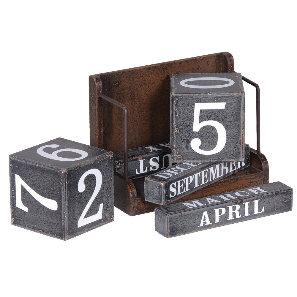 Calendário de bloco quadrado estilo industrial